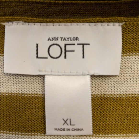 NWT Ann Taylor LOFT Olive Green Striped Sweater - Picture 5 of 6